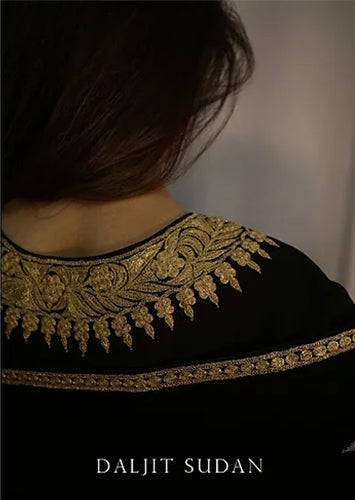 Black Crepe Locket Neck Tilla Phiran Suit I