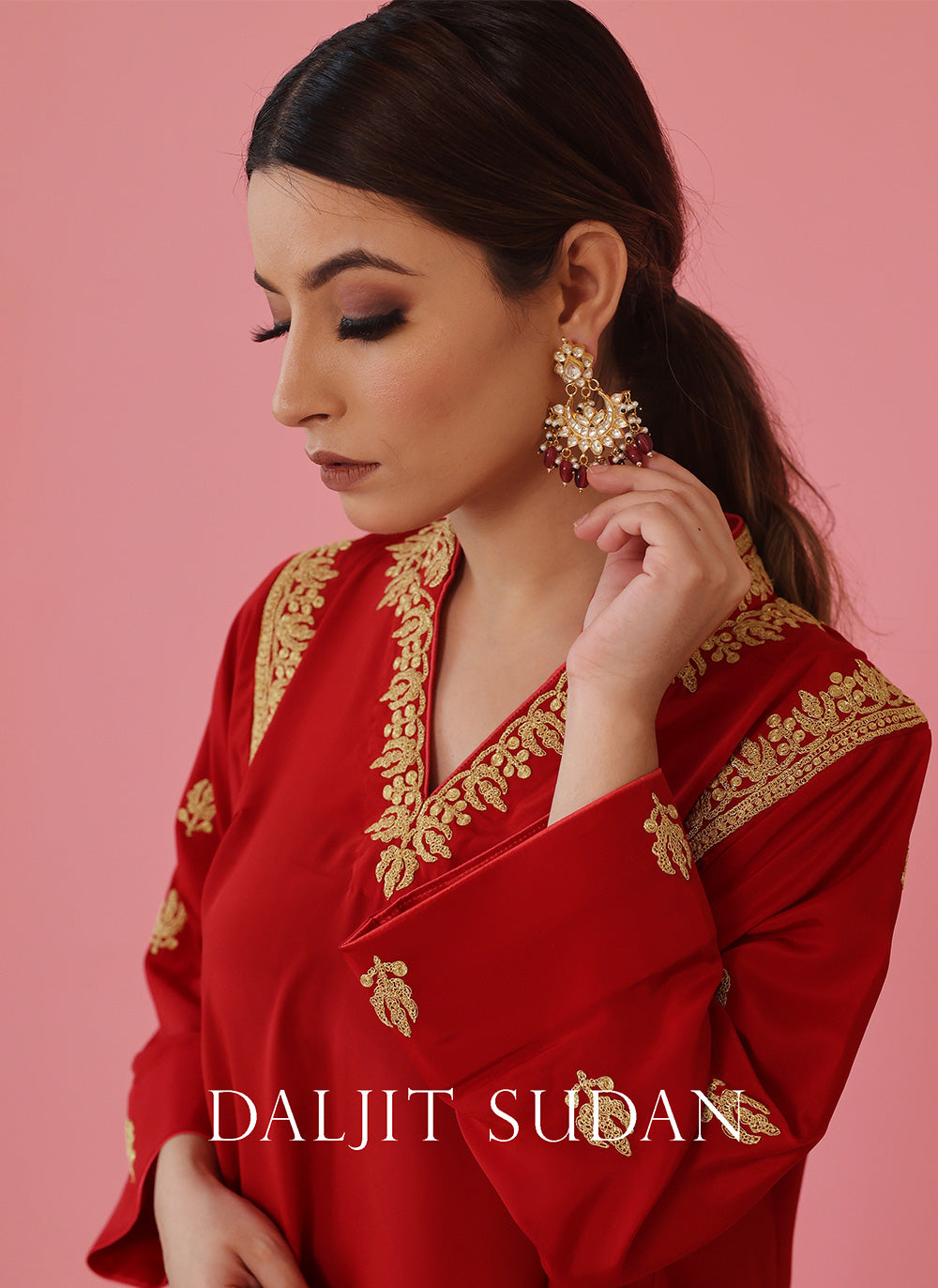 Red Shoulder Phiran Set