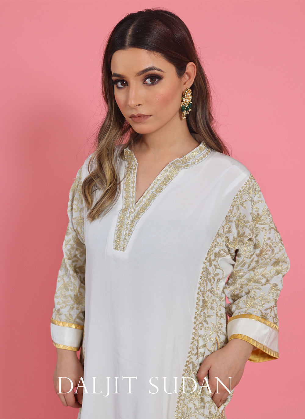 White Kali Jaal Phiran Set