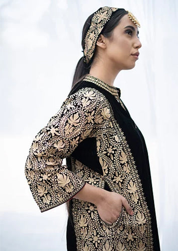 Black Velvet Kali Panel Phiran Set