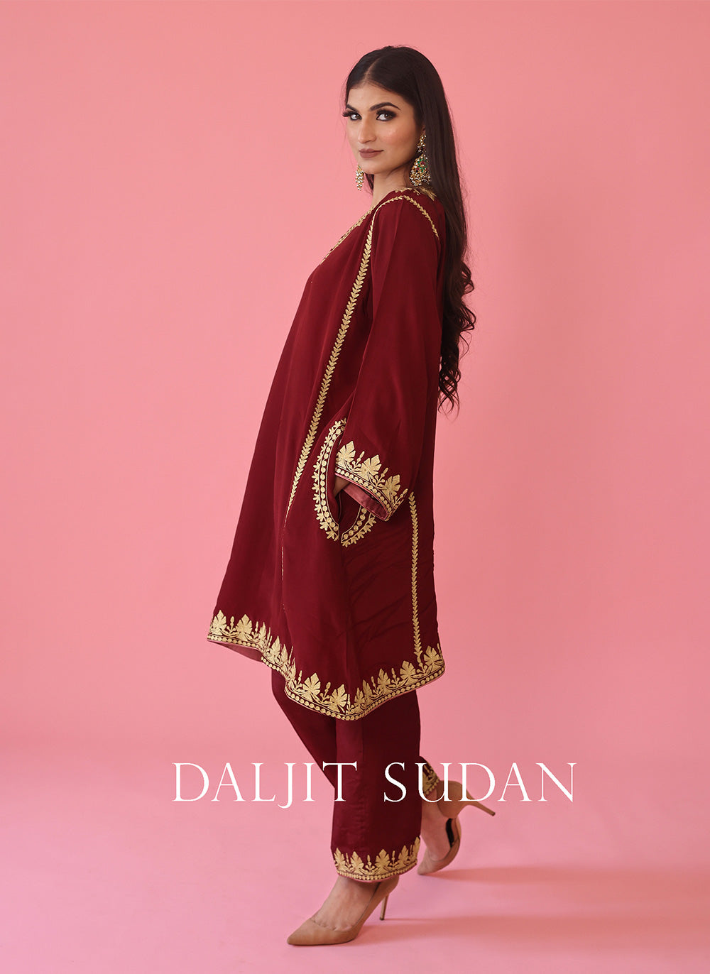 Maroon Phiran Set