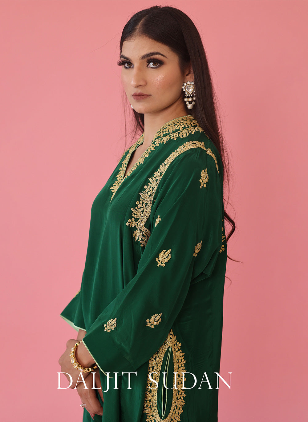 Emerald Green Shoulder Phiran Set