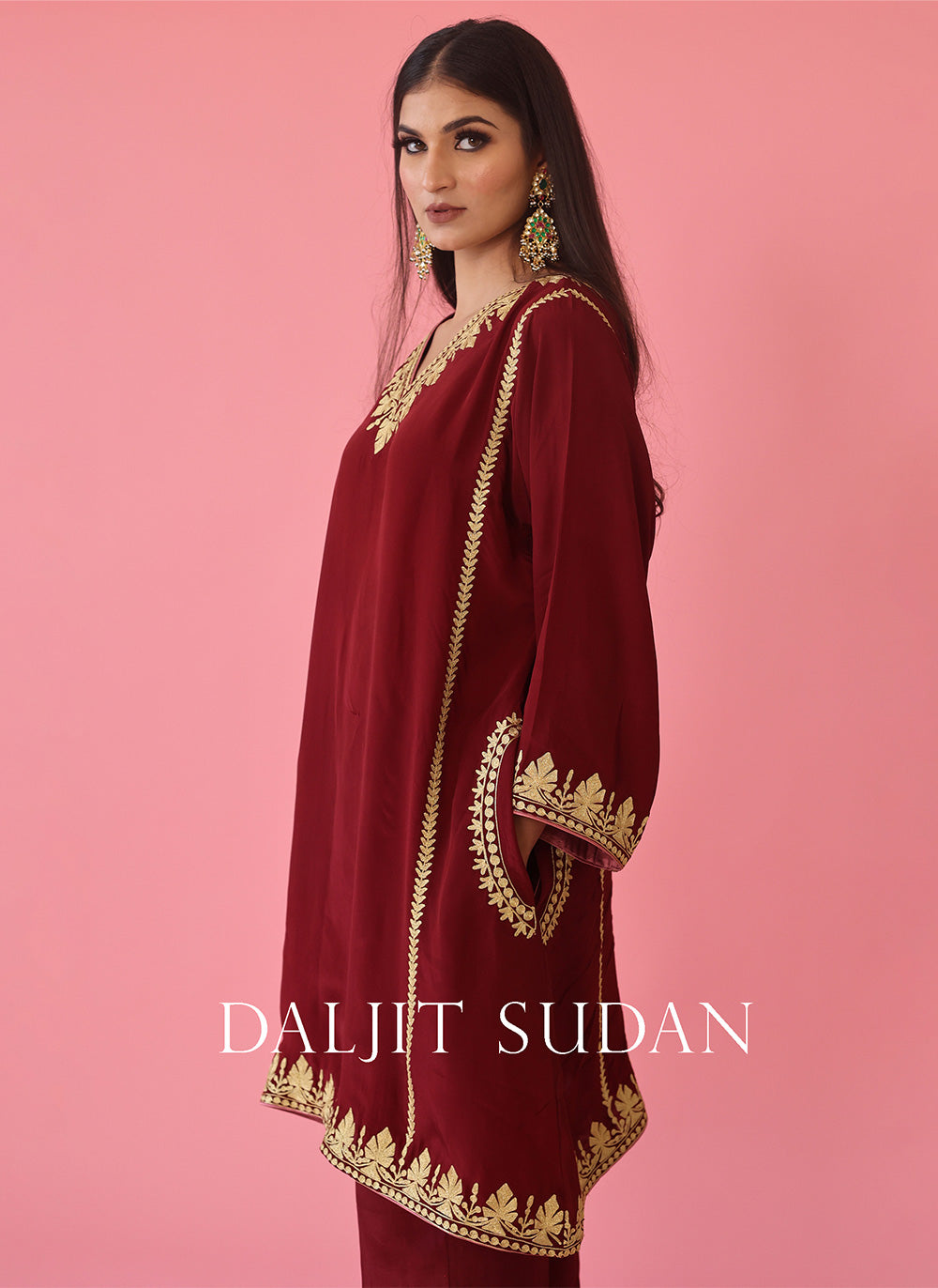 Maroon Phiran Set