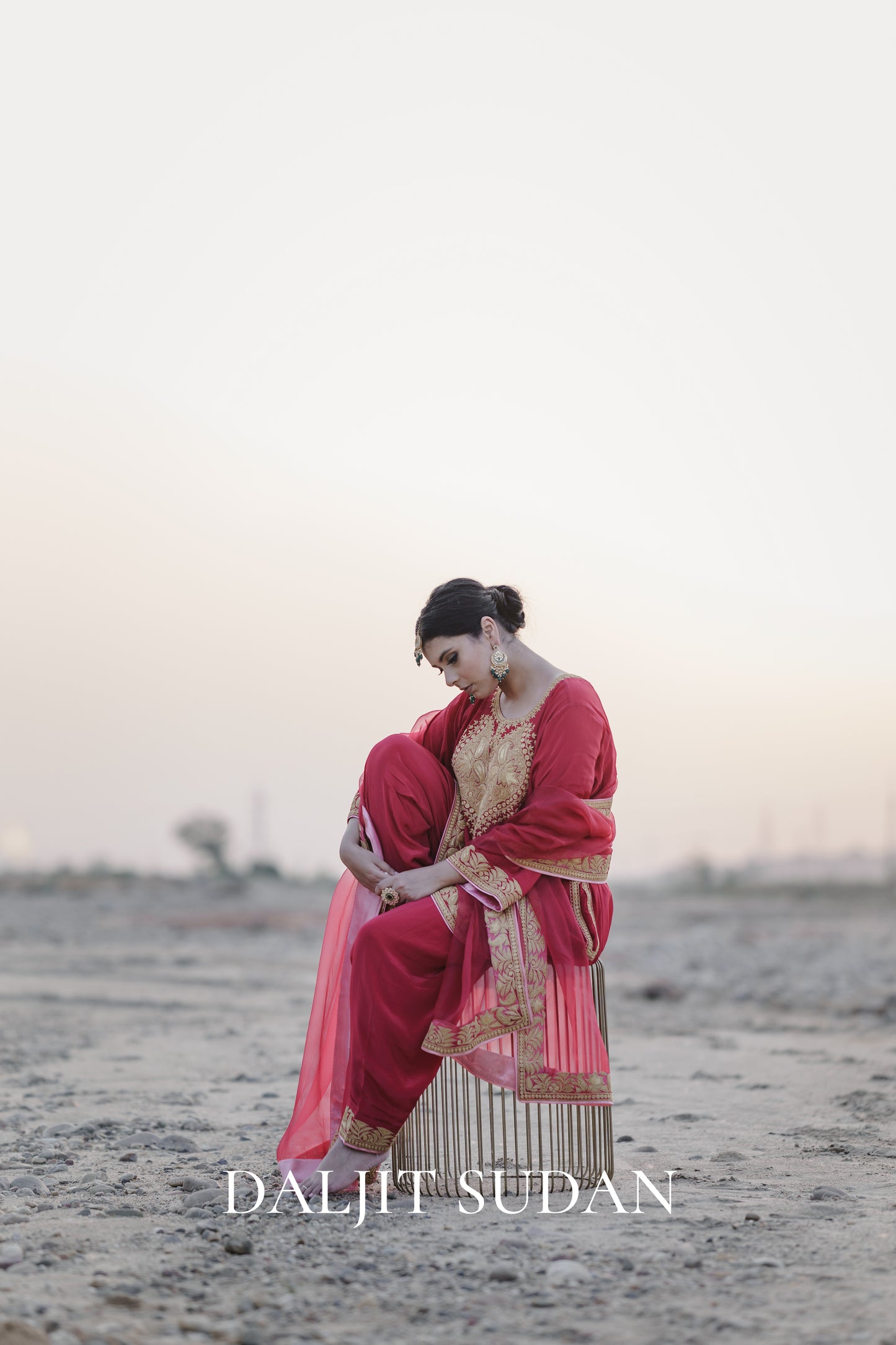 Deep Pink Crepe Tilla Phiran Suit