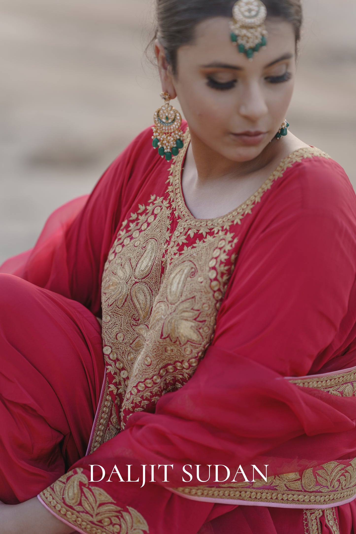 Deep Pink Crepe Tilla Phiran Suit