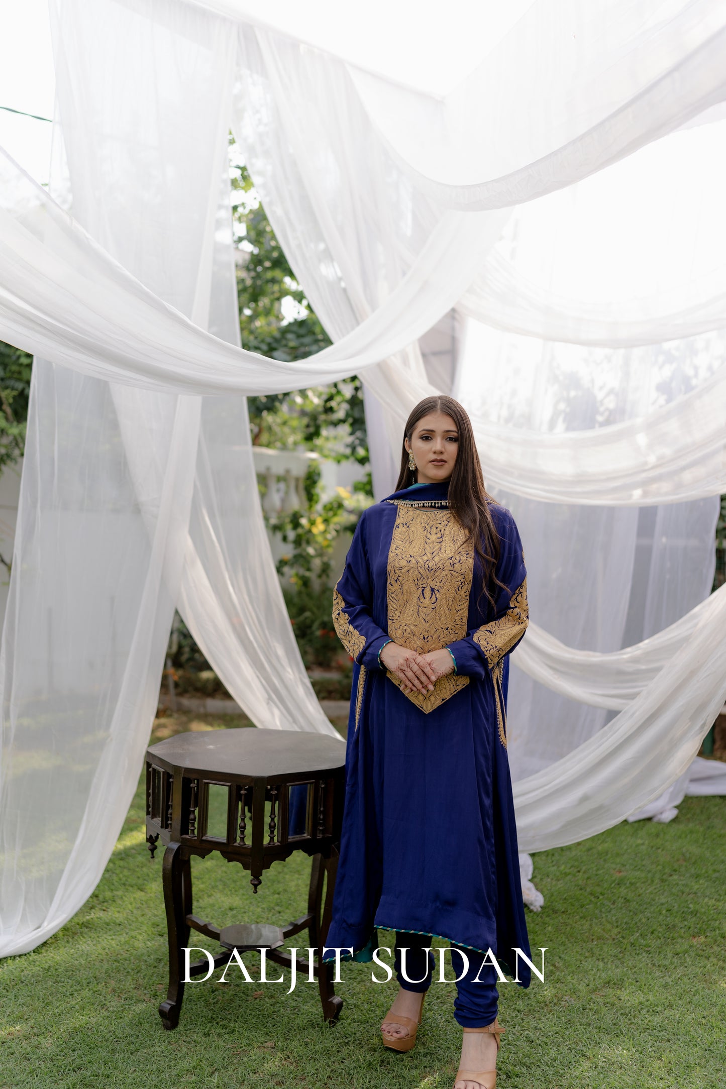 Navy Blue Long Yolk Tilla Suit