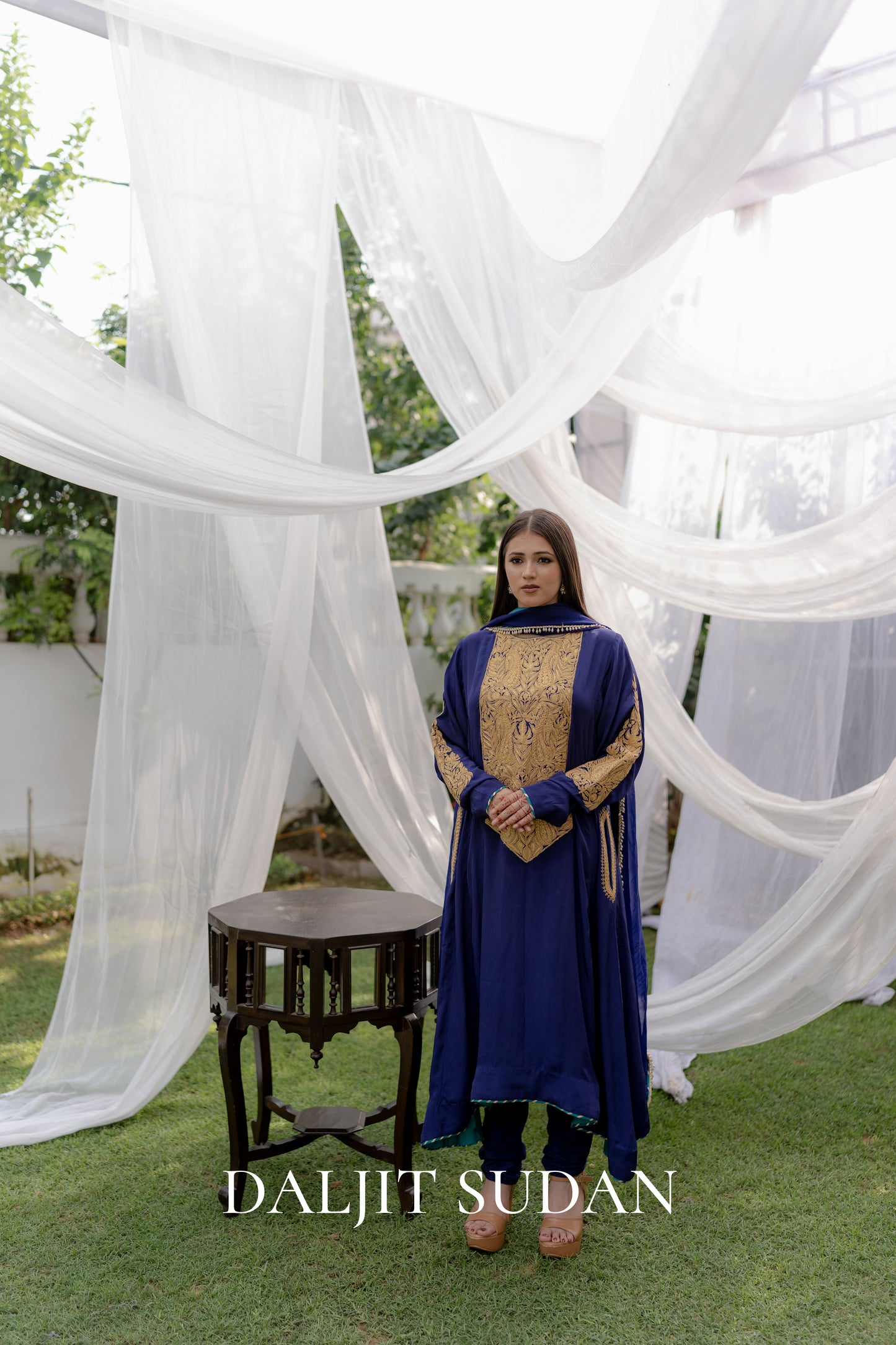 Navy Blue Long Yolk Tilla Suit