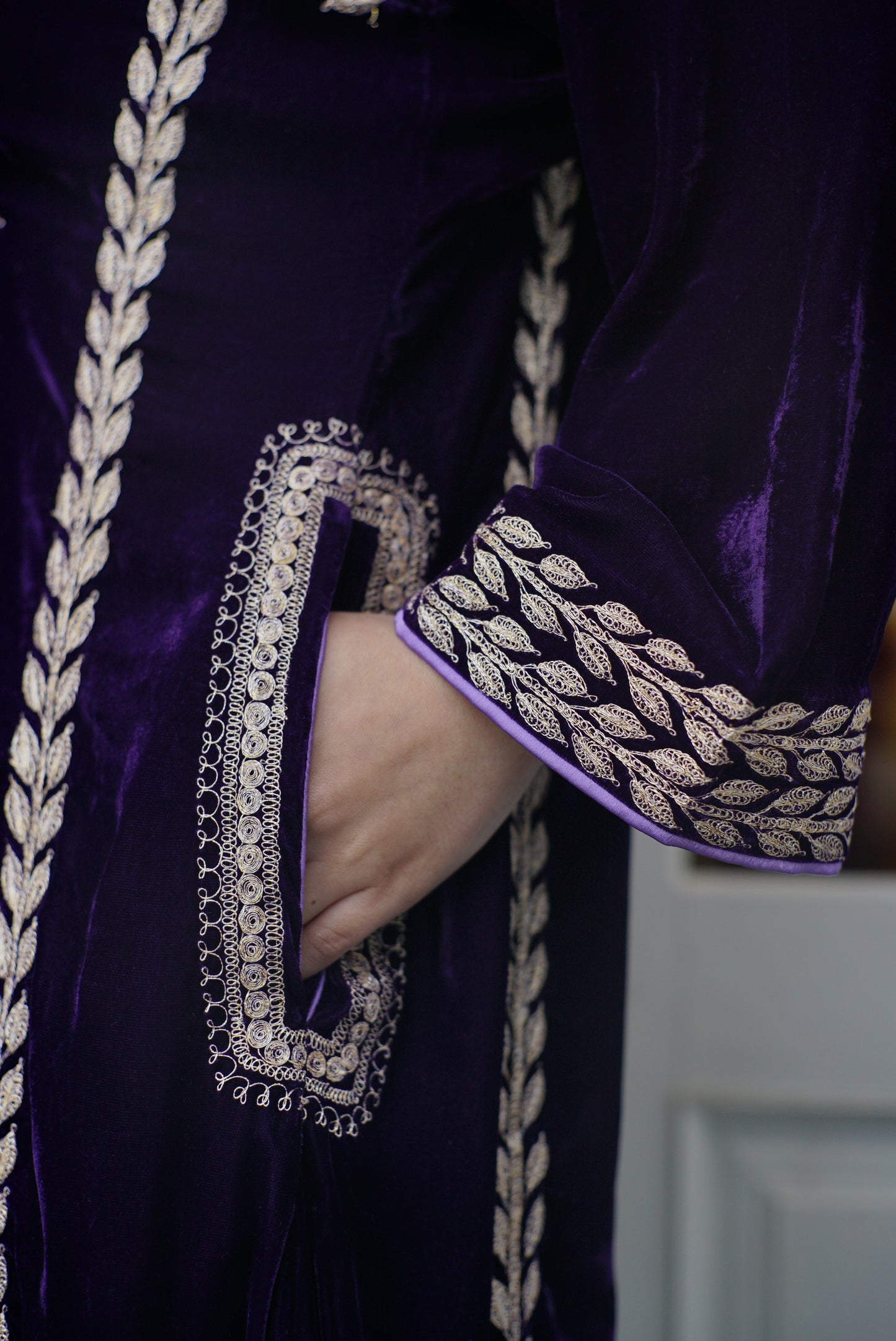 Purple velvet tilla phiran set