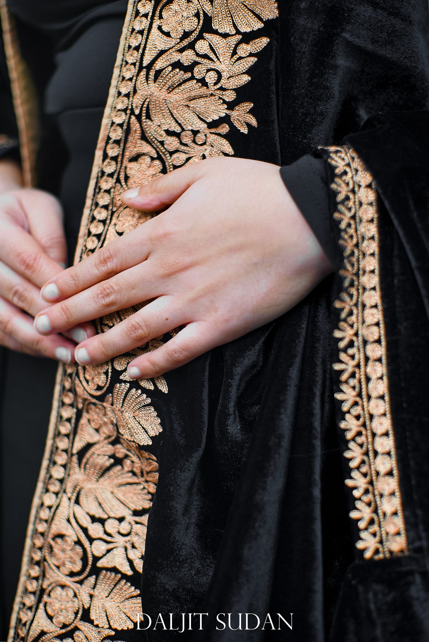 Black Velvet Cape with Aari Embroidery