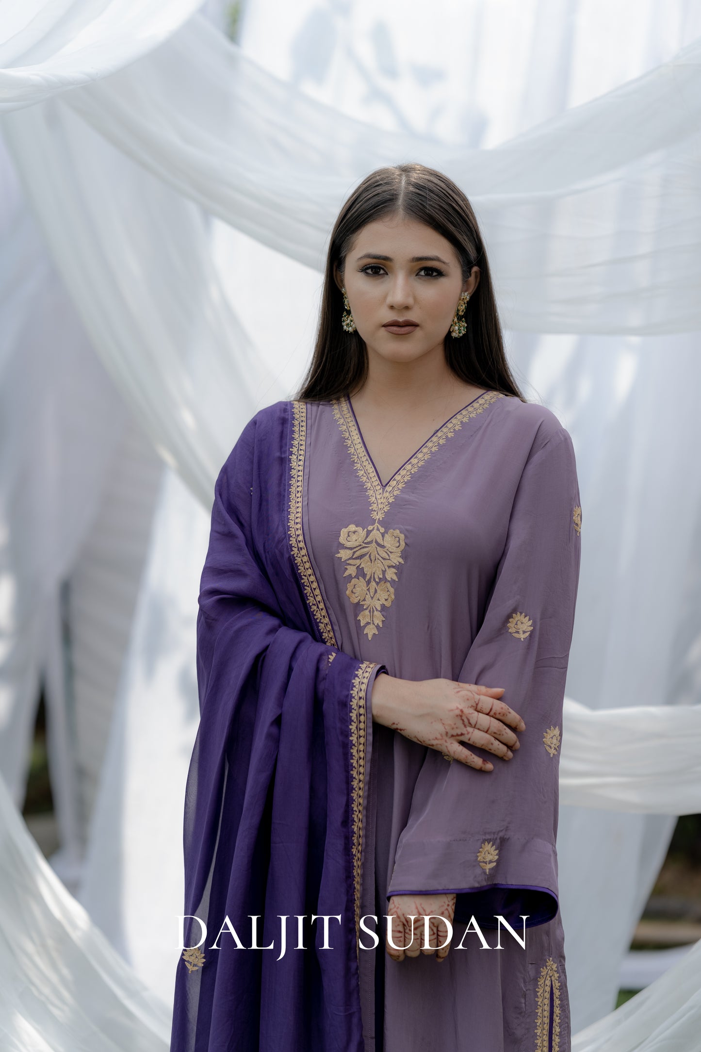 Purple Aari Tilla Suit