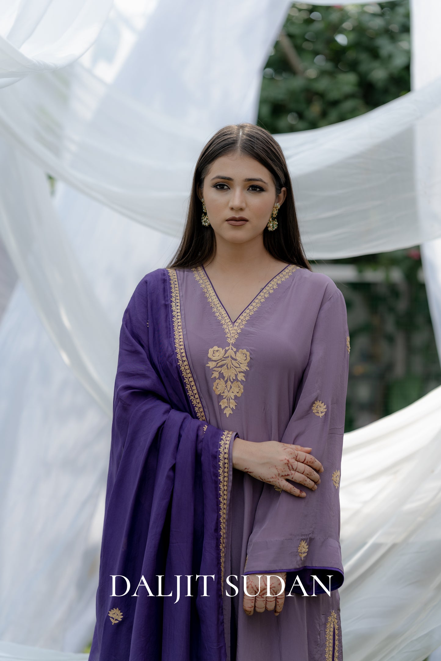 Purple Aari Tilla Suit
