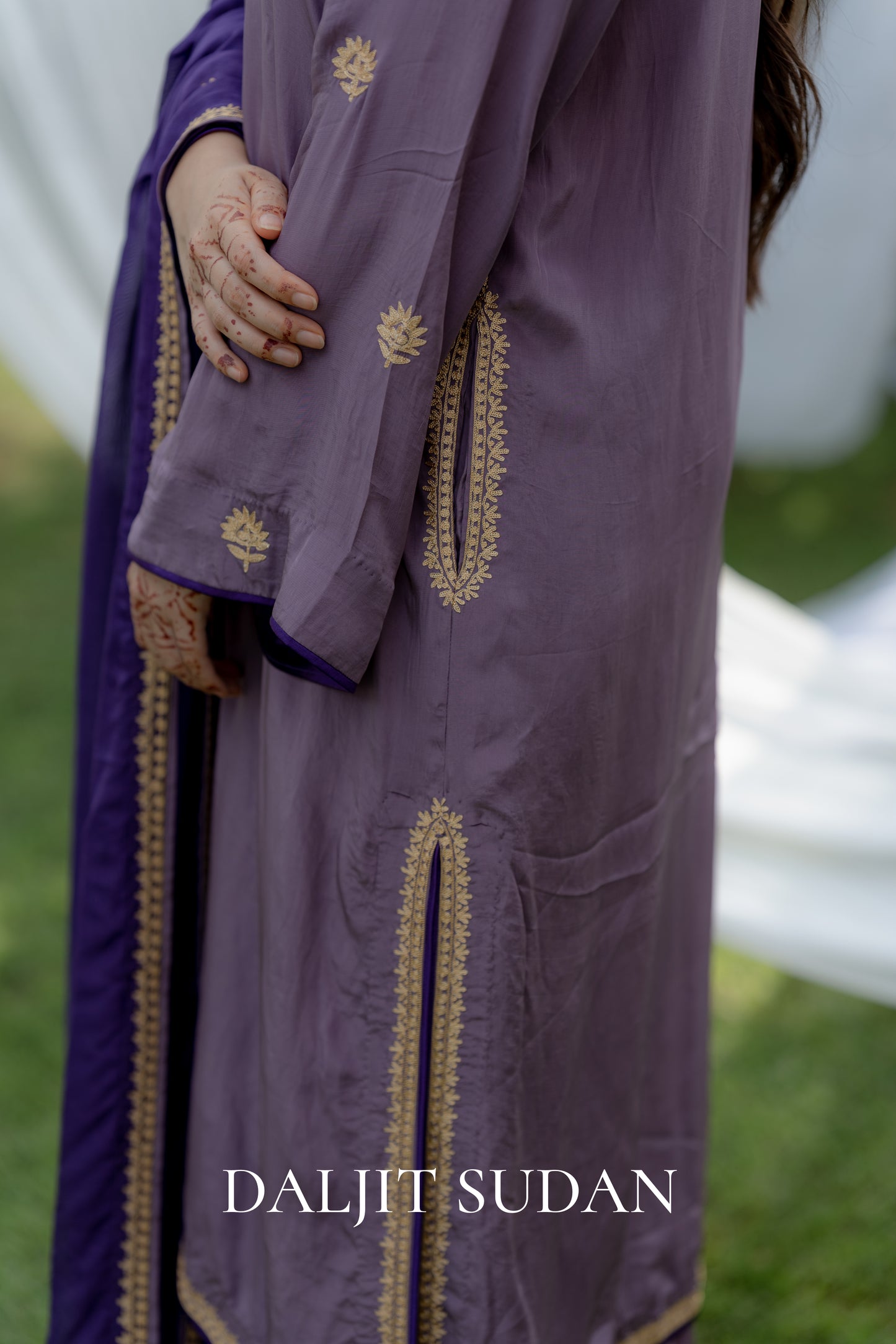 Purple Aari Tilla Suit