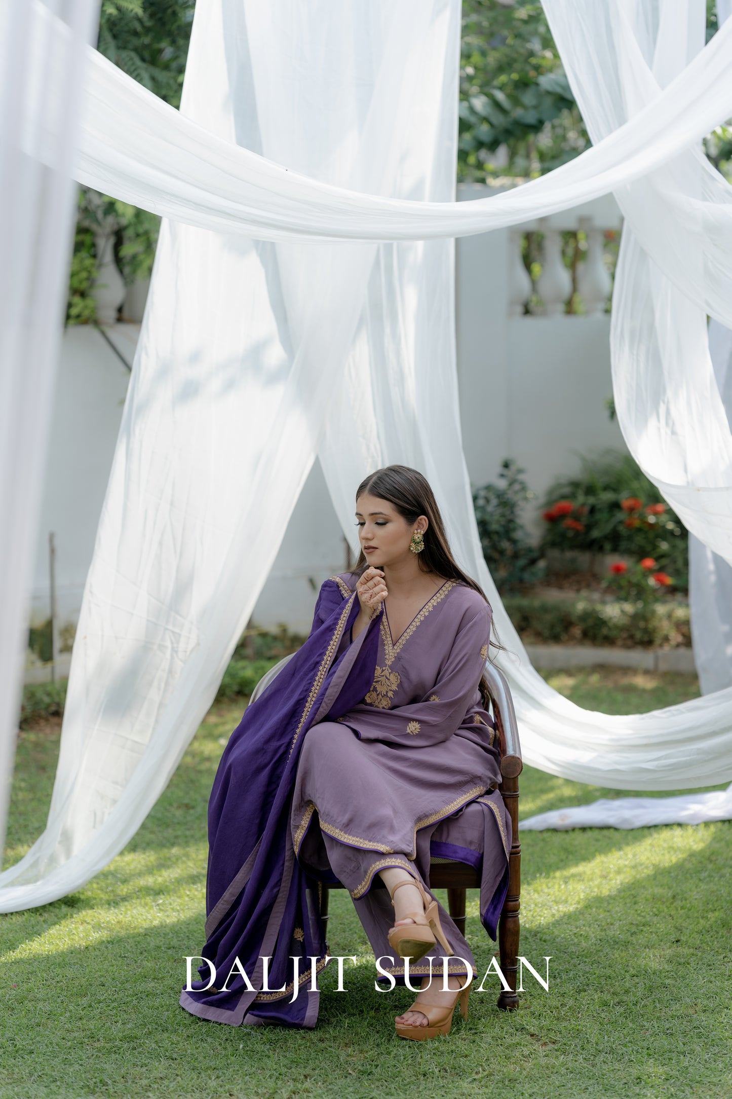 Purple Aari Tilla Suit