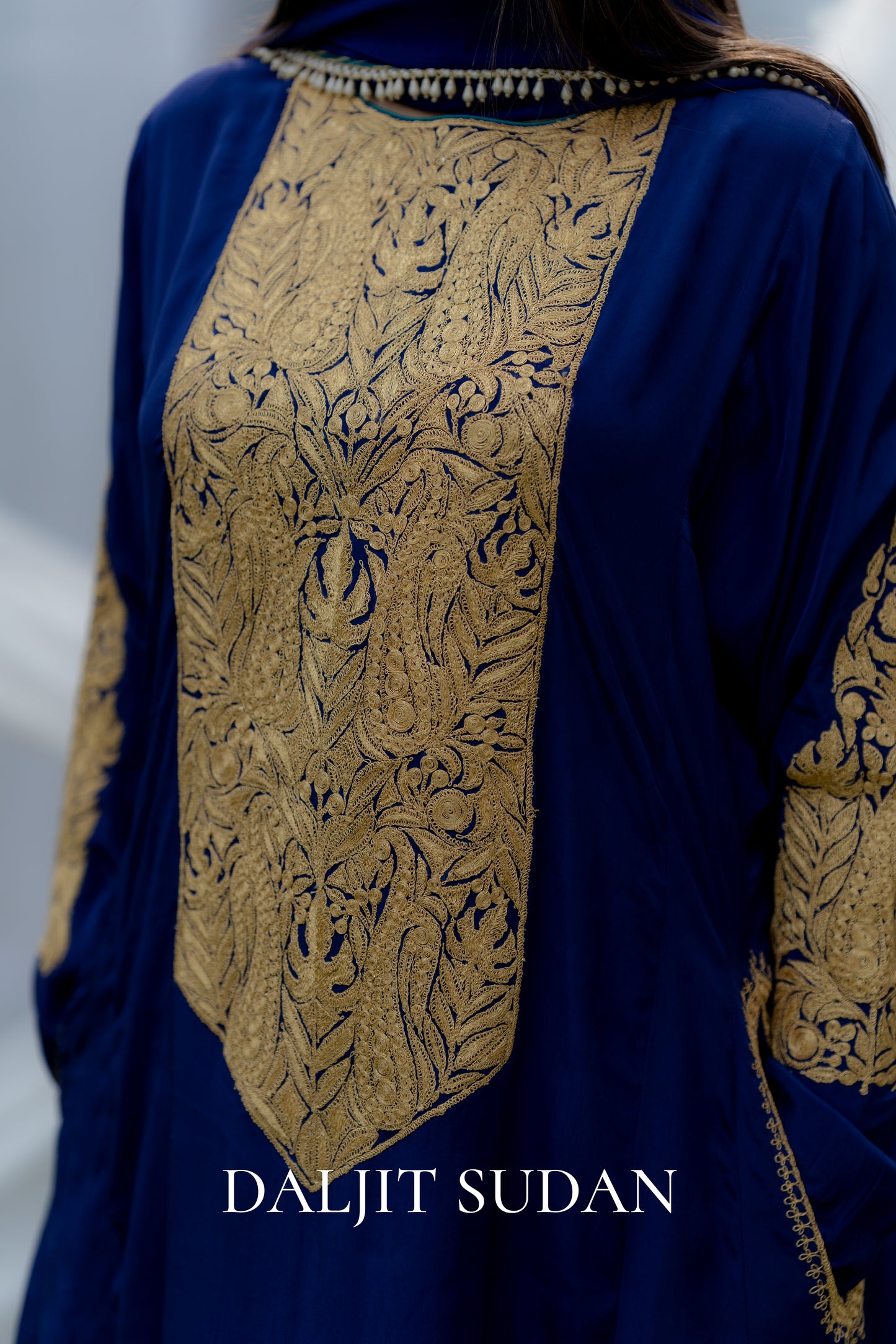 Navy Blue Long Yolk Tilla Suit