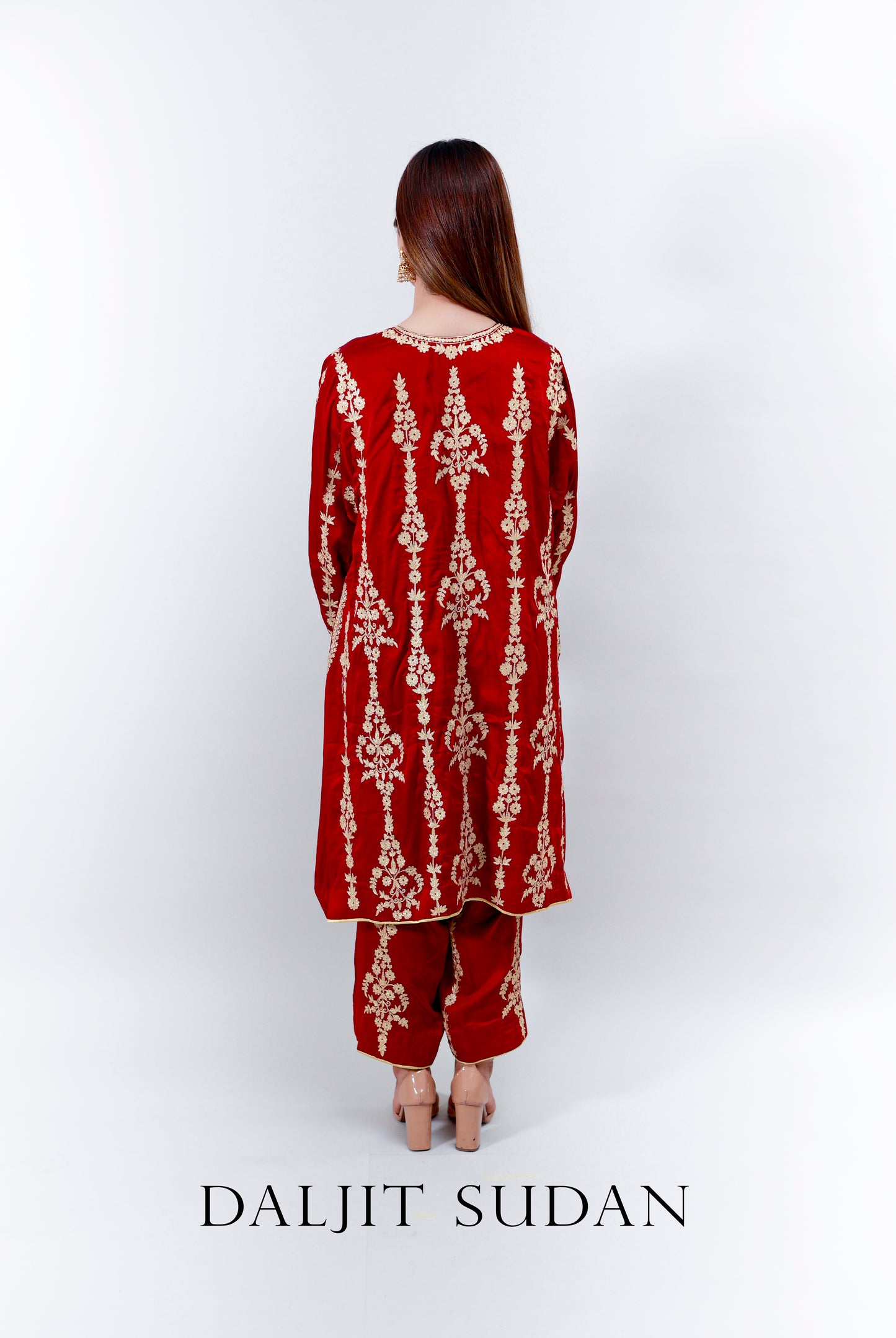 Deep Red All over German Satin Suit