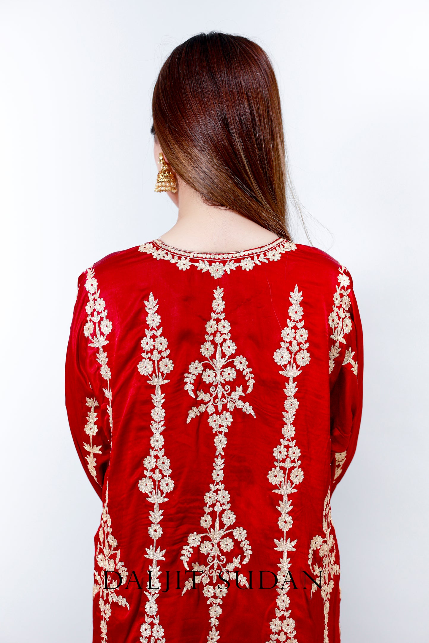 Deep Red All over German Satin Suit