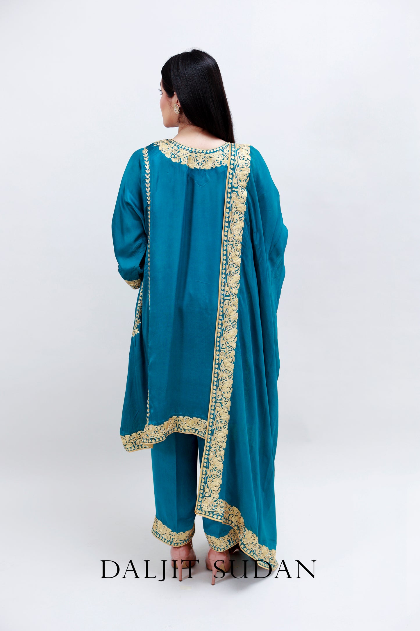 Air Blue German Satin Phiran Suit
