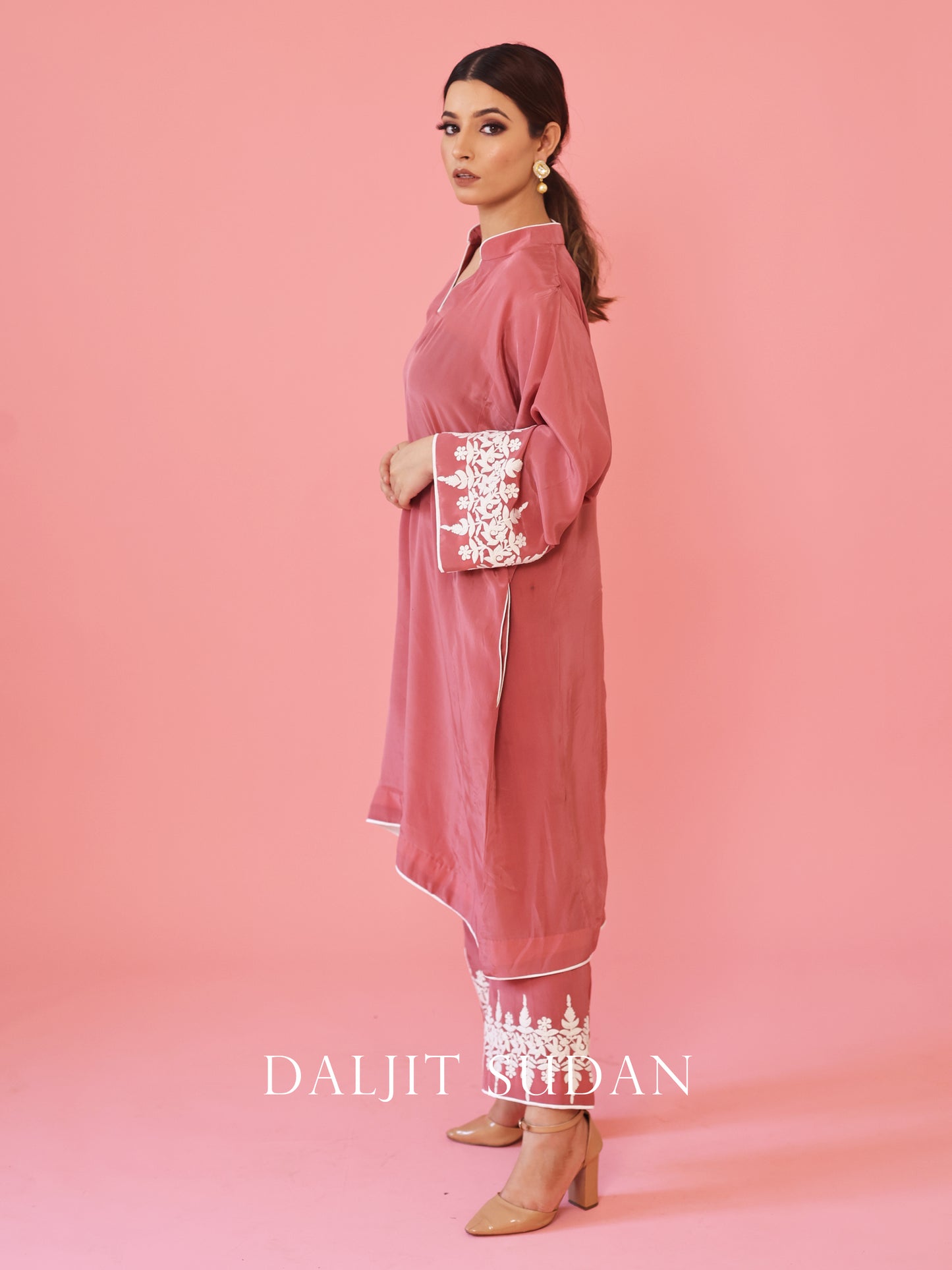 Rose Pink Sleeve Phiran Set
