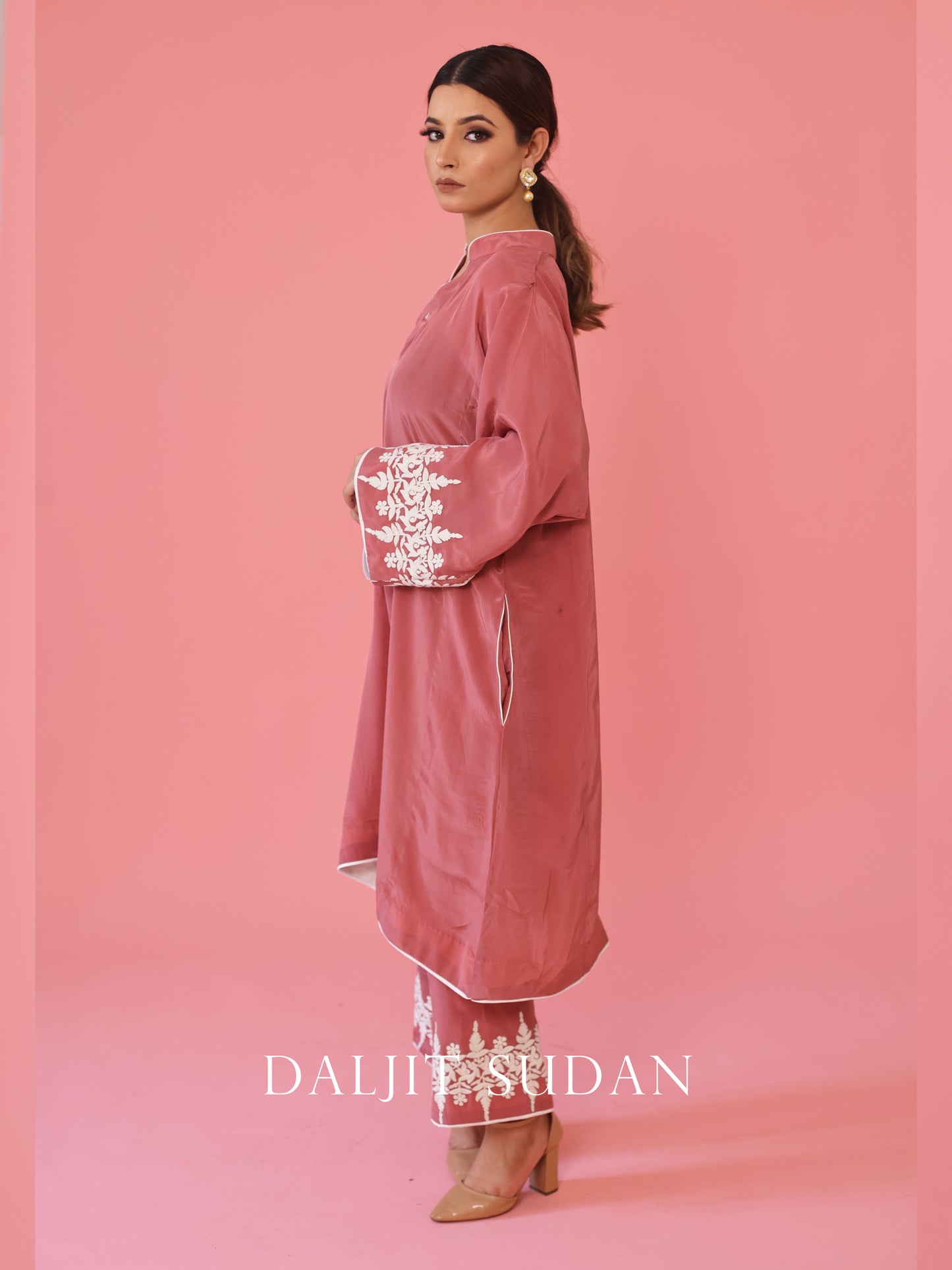 Rose Pink Sleeve Phiran Set