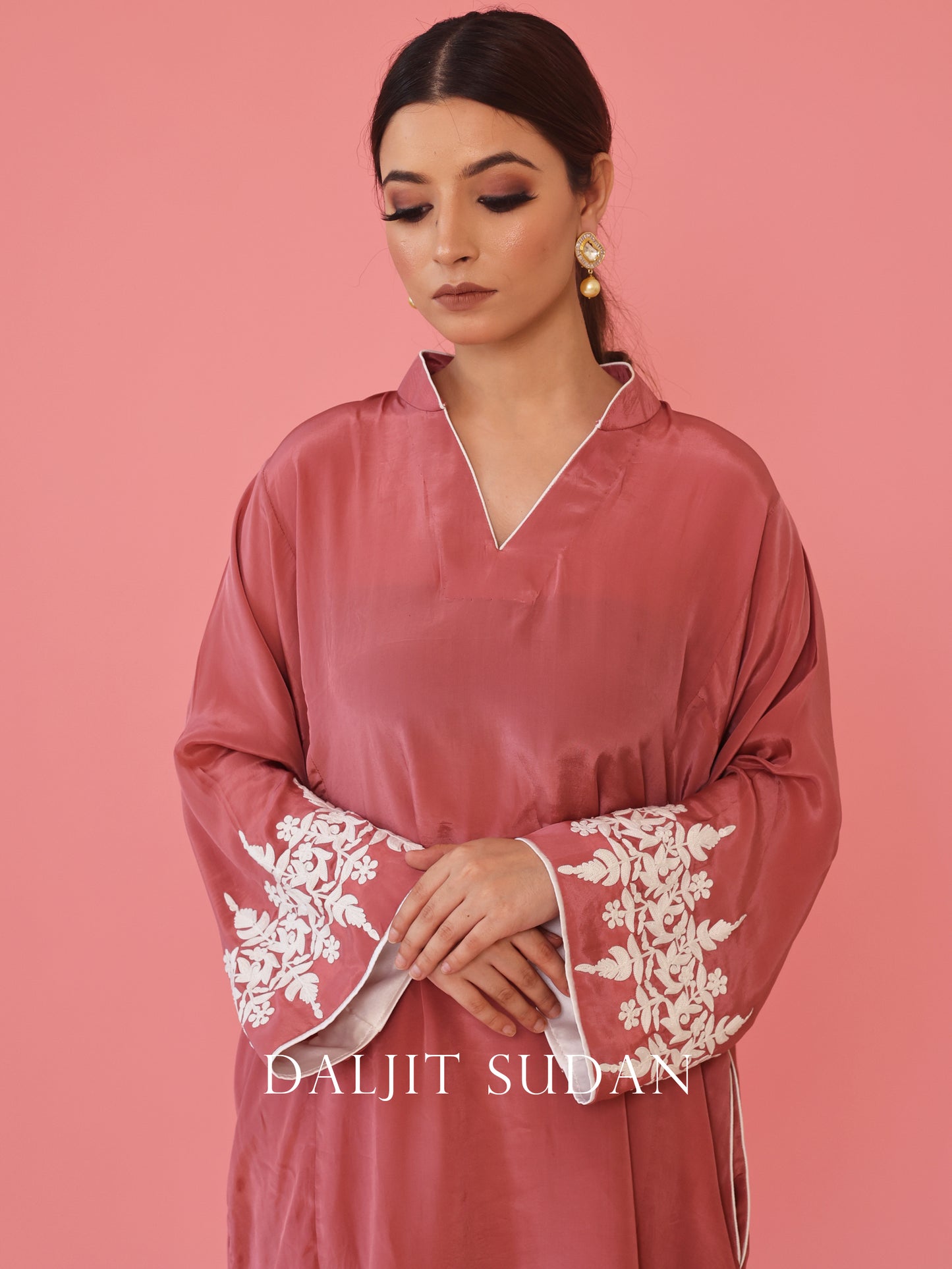 Rose Pink Sleeve Phiran Set