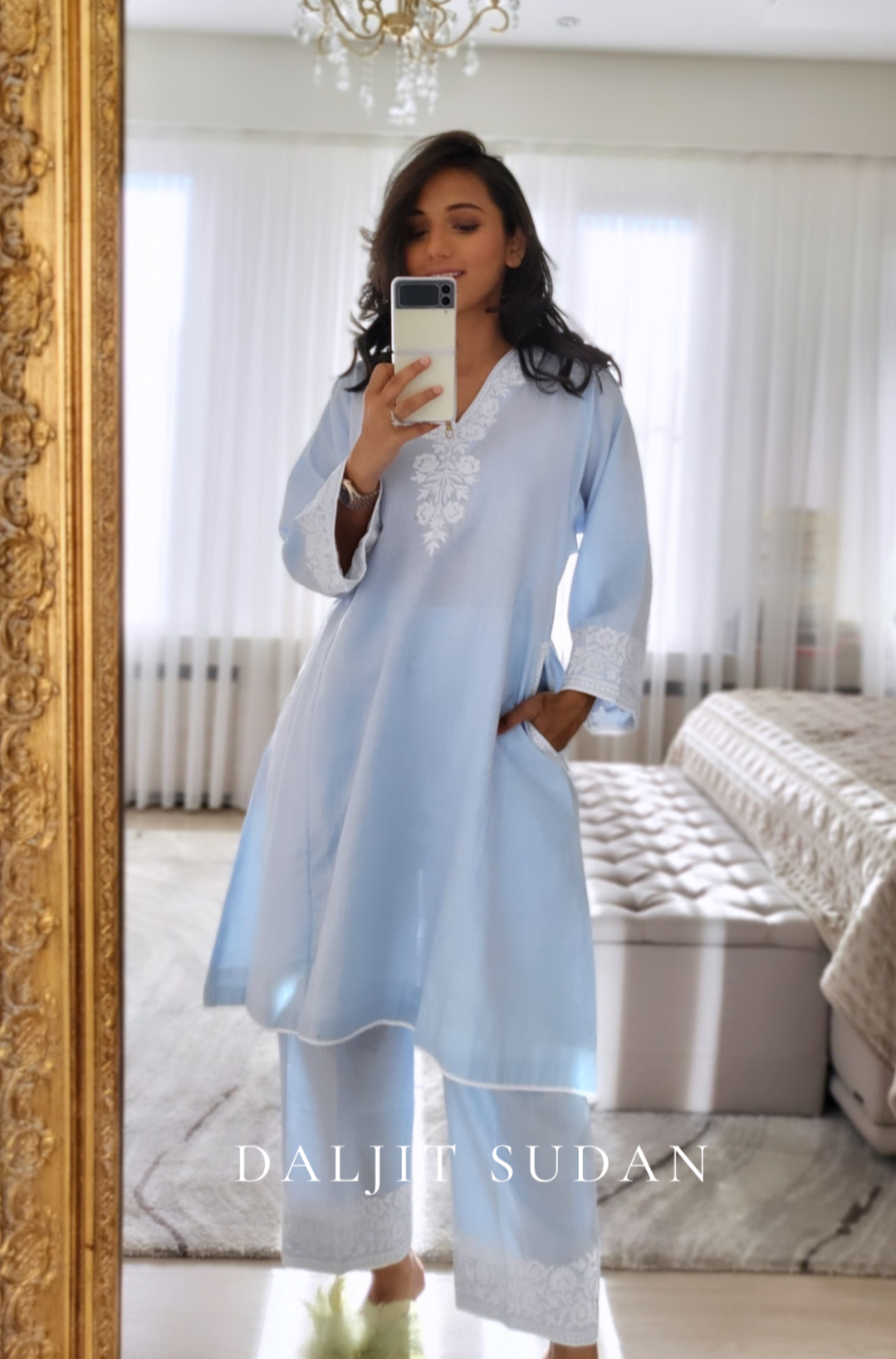 Sheer Bliss Blue Phiran Set