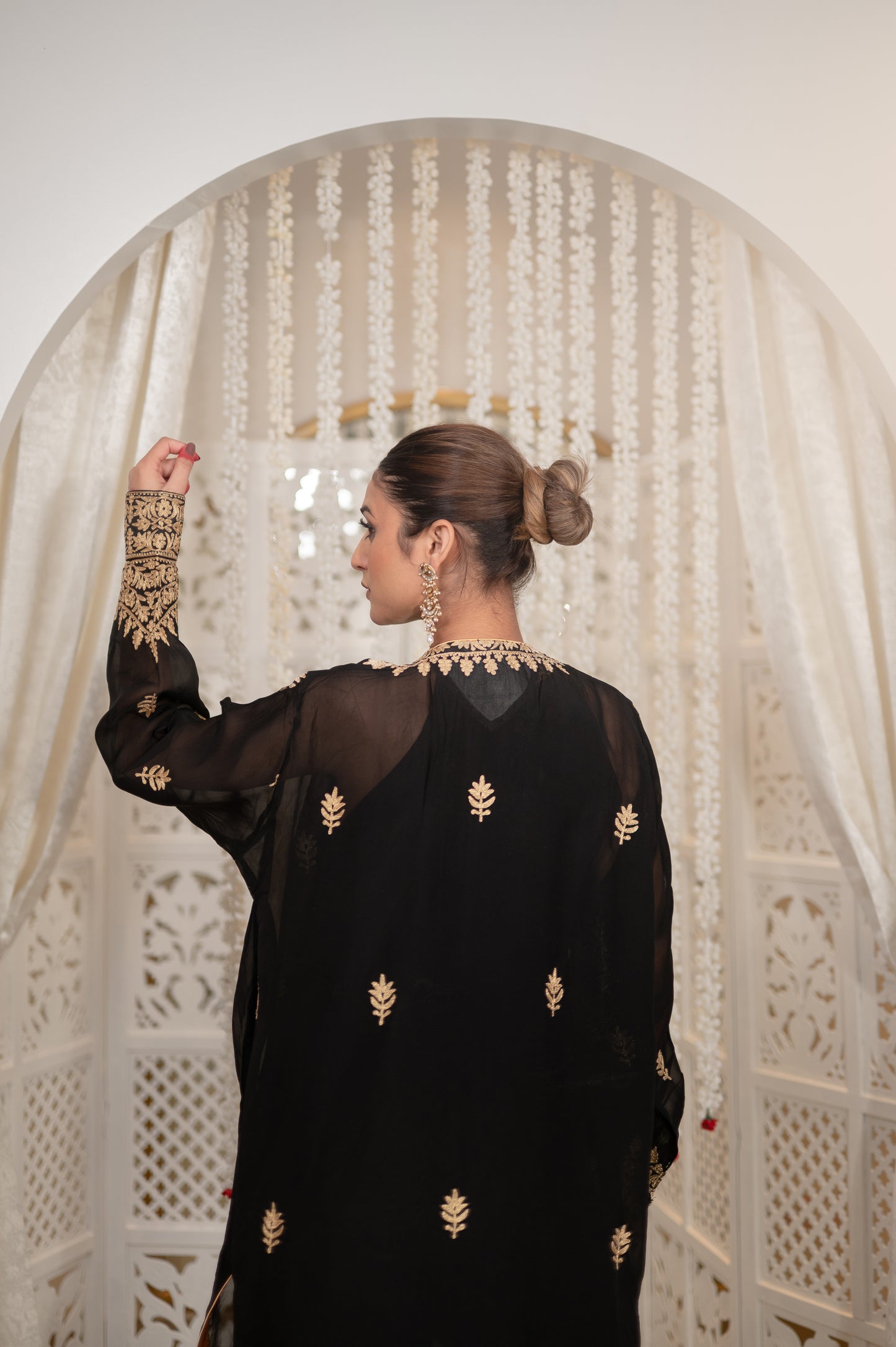 Black Crepe Jacket Set