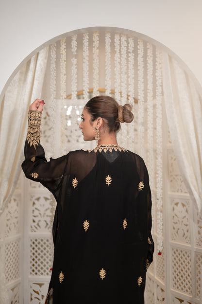 Black Crepe Jacket Set