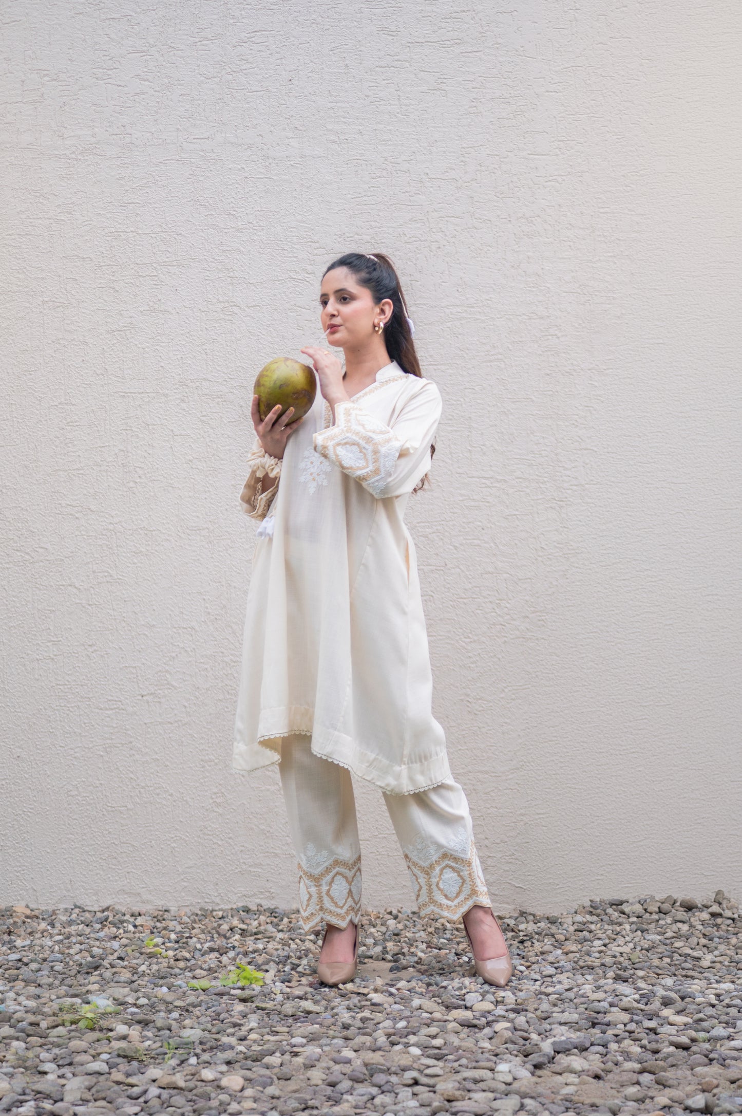 Off White Cotton Co-ord Set