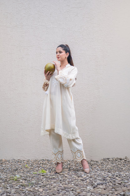 Off White Cotton Co-ord Set