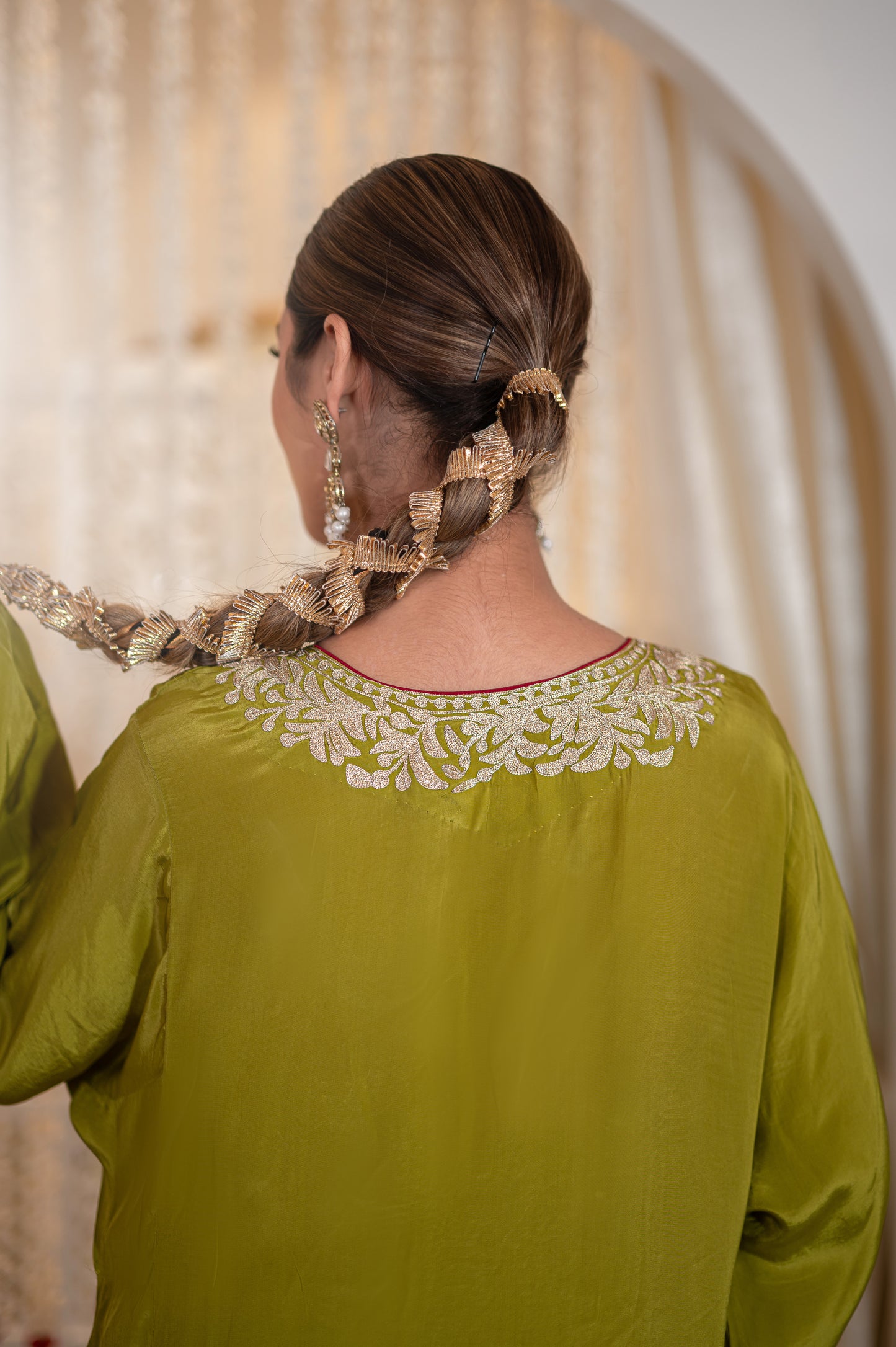 Mehendi Green Crepe Cutwork Suit
