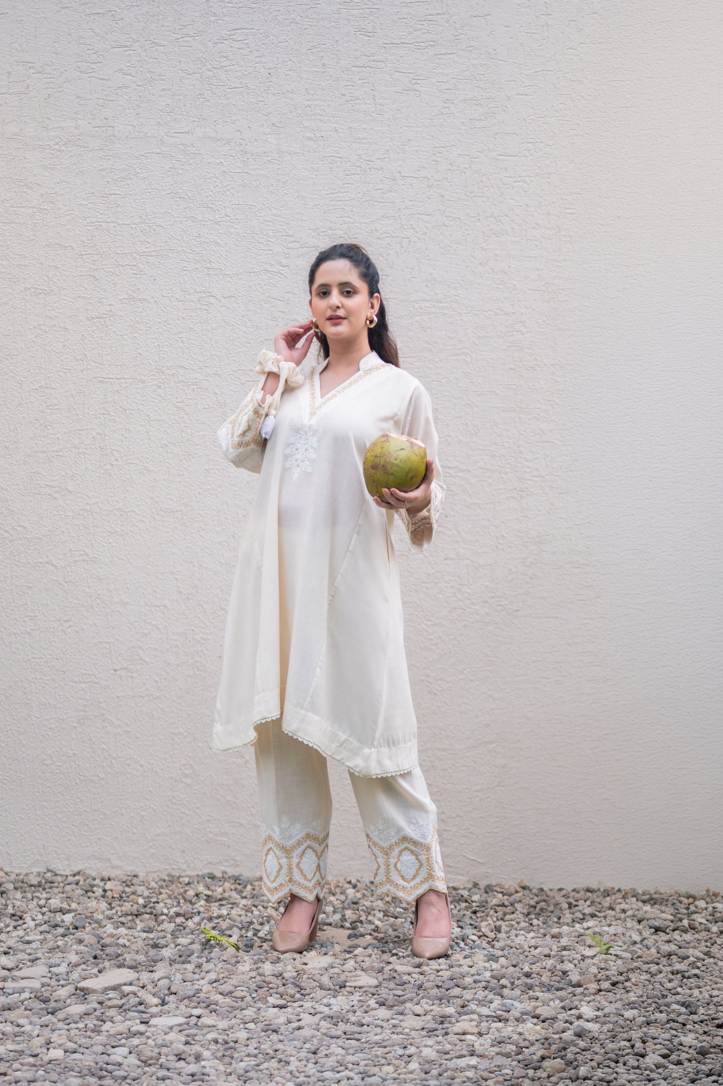Off White Cotton Co-ord Set