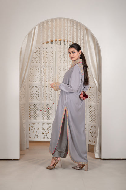 Grey Double Georgette Kurta Set