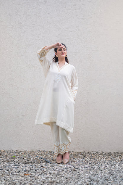 Off White Cotton Co-ord Set