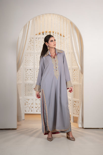 Grey Double Georgette Kurta Set