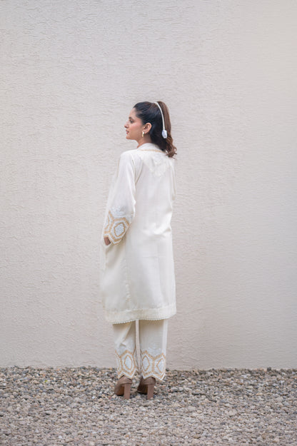 Off White Cotton Co-ord Set