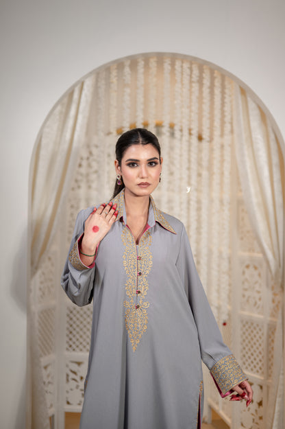 Grey Double Georgette Kurta Set
