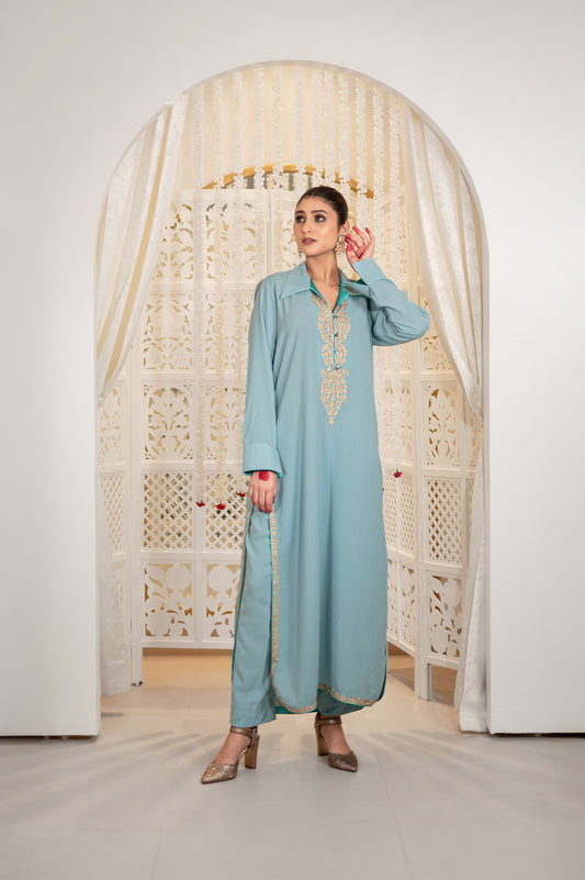 Blue Double Georgette Kurta Set