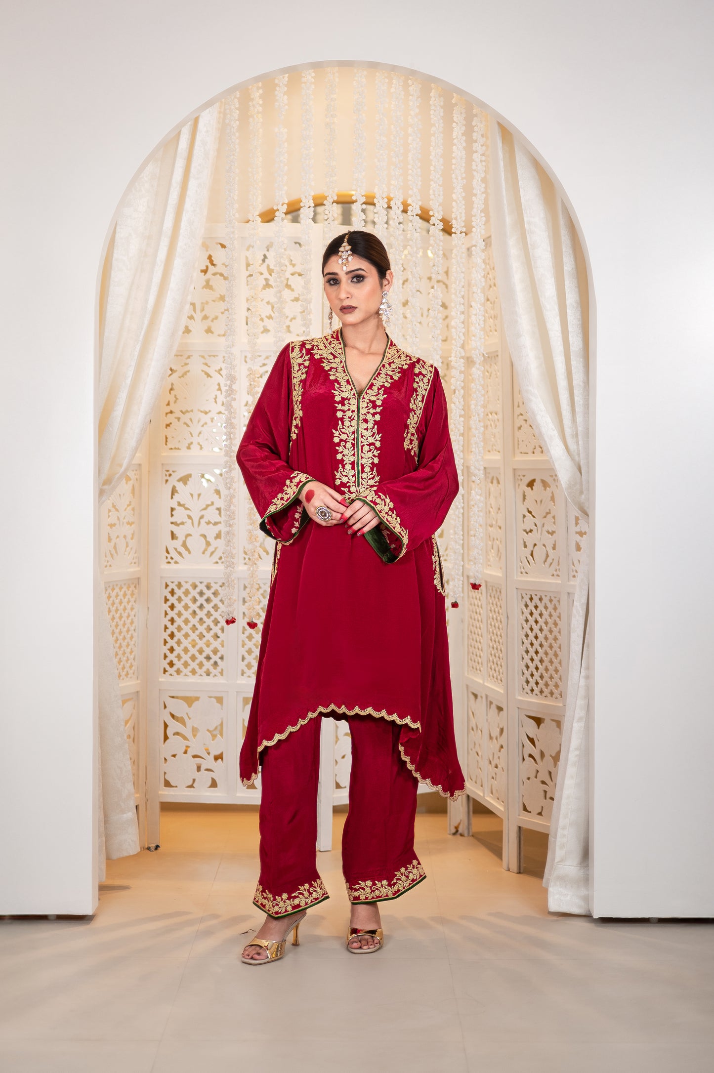 Cherry Red Shoulder Phiran Pants