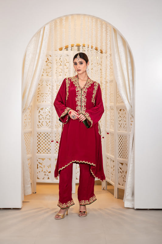 Cherry Red Shoulder Phiran Pants