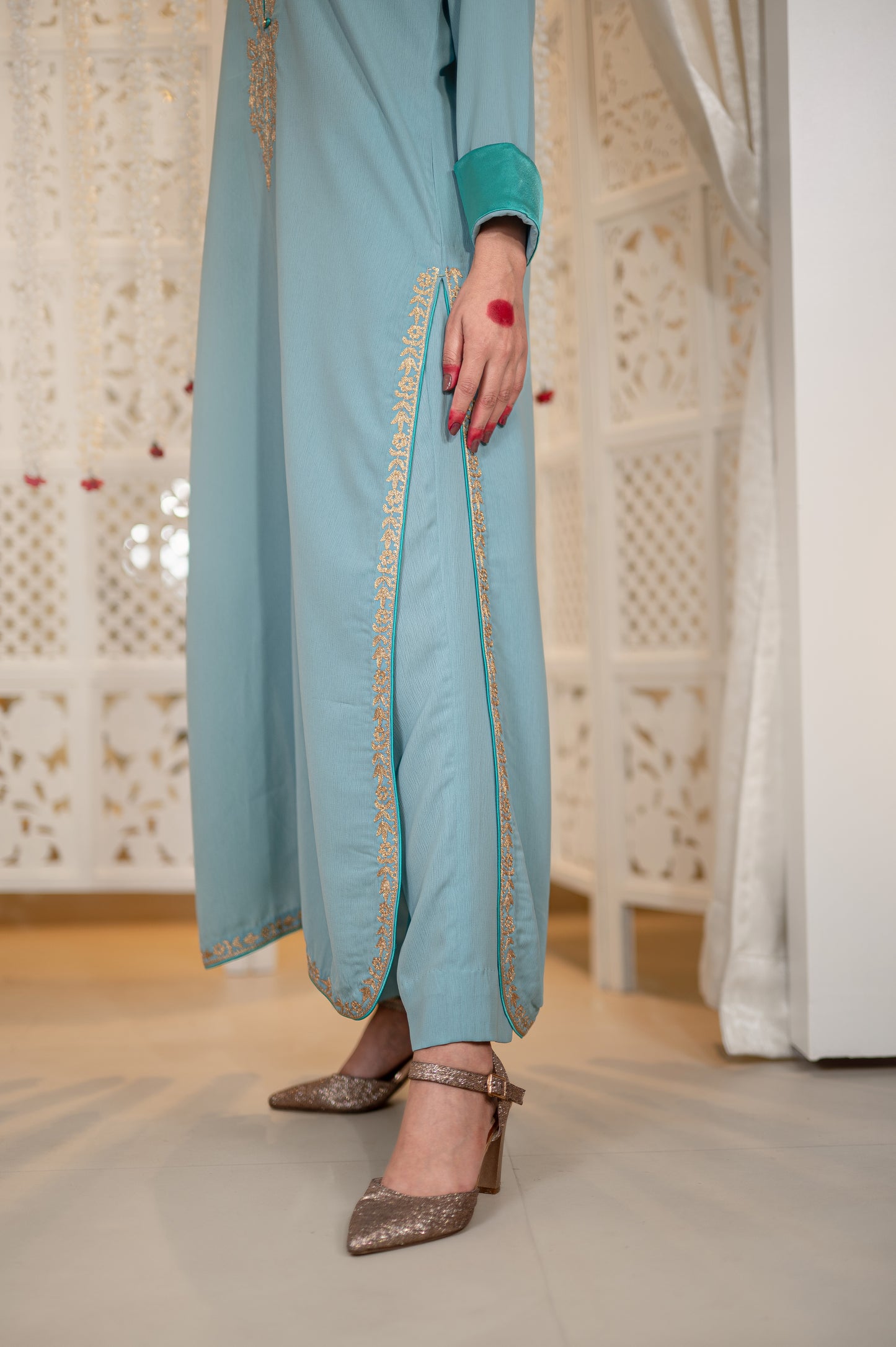 Blue Double Georgette Kurta Set