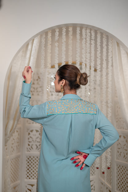 Blue Double Georgette Kurta Set