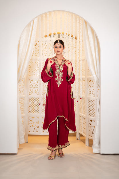 Cherry Red Shoulder Phiran Pants