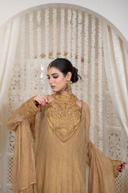 Golden Crushed Tissue Suit