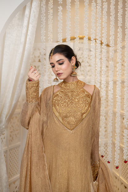 Golden Crushed Tissue Suit