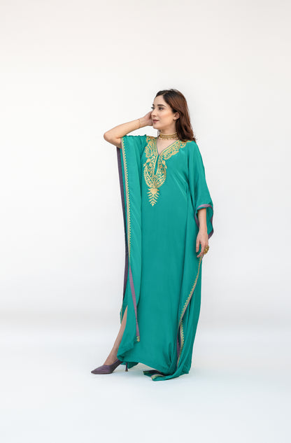 Teal Blue Crepe Kaftan