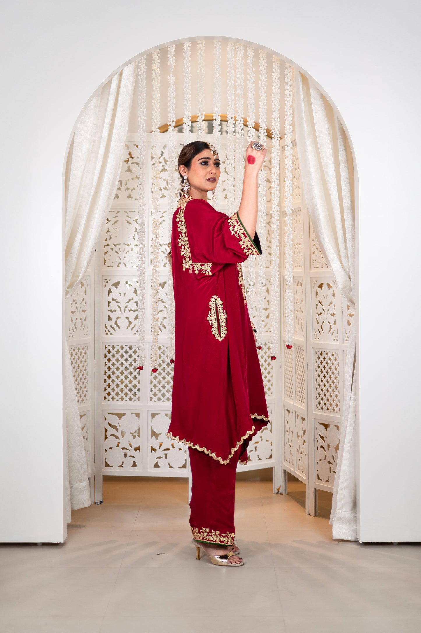 Cherry Red Shoulder Phiran Pants