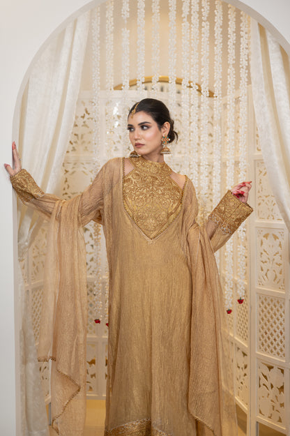 Golden Crushed Tissue Suit