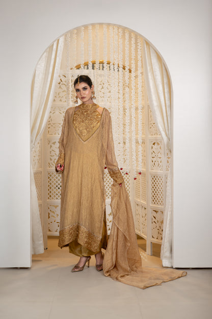 Golden Crushed Tissue Suit