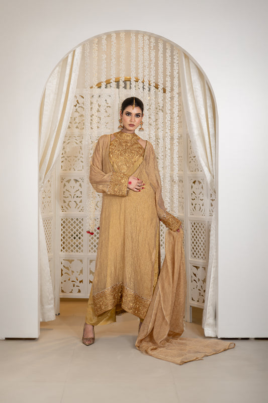 Golden Crushed Tissue Suit