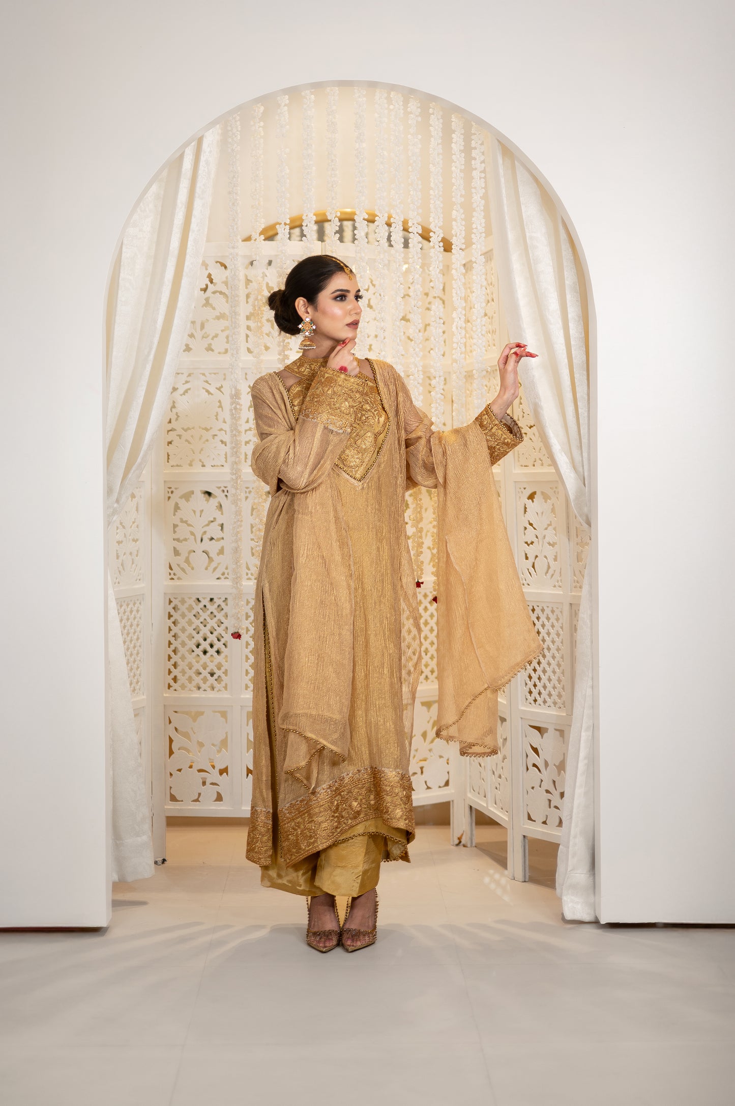 Golden Crushed Tissue Suit
